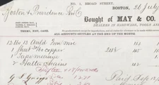 1866 Boston & Providence Railroad Receipt Billhead May & Co Hardware Tools Metal