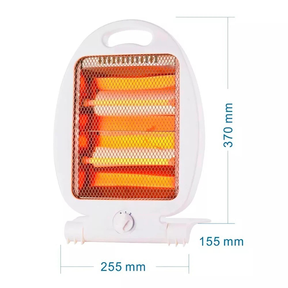 Estufa eléctrica portátil con 2 niveles de potencia 400/800W | 2 tubos de cuarzo