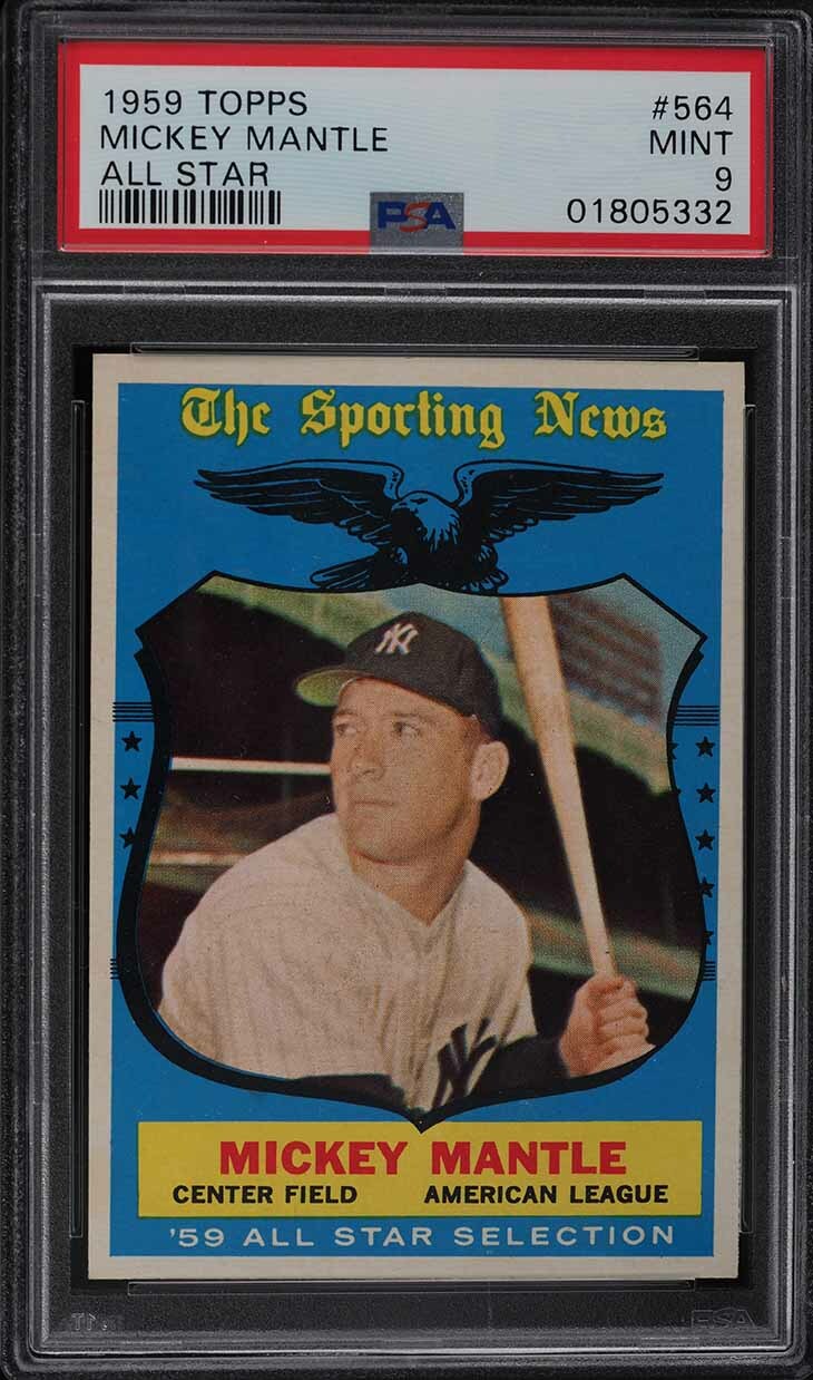 1959 Topps 564 Mickey Mantle AS Yankees PSA 9 01805332