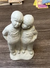 Isabel Bloom Brothers Art Sculpture Statue Signed 2004 Boys Wearing Overalls