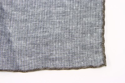 Fazzoletto Da Taschino Uomo Brunello Cucinelli Nuovo In Lino E Cotone Righe Taupe E Rosso - Made In Italy