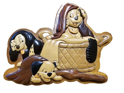 Disney Wooden Folk Art 3D 101 Dalmatian Dog Plaque Hanging Decor