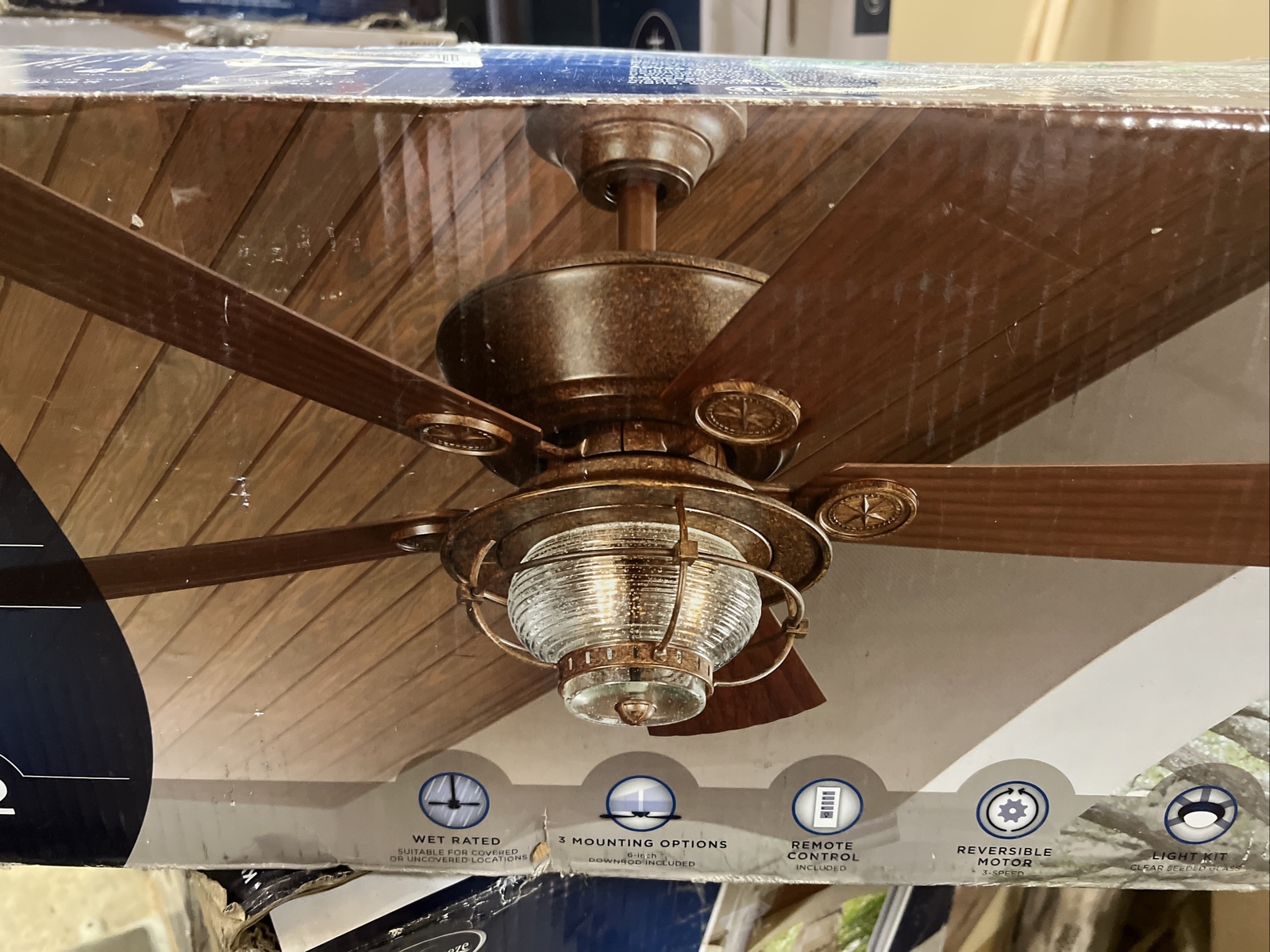 Harbor Breeze Merrimack 52” Antique Bronze Ceiling Fan With Light eBay