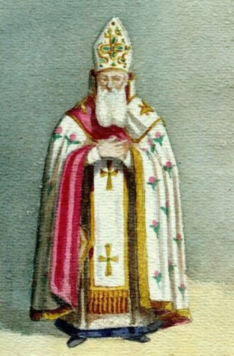 Antique dessin original signé Costume, Homme, Italie, religieux, église, le pape - Photo 1 sur 2