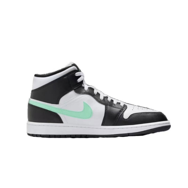 Nike Air Jordan 1 Mid Shoes White Green Glow Black Men's Multi