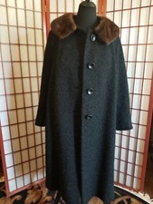 Vintage Parkmoor New York Coat with Fur Collar Black Women's Medium