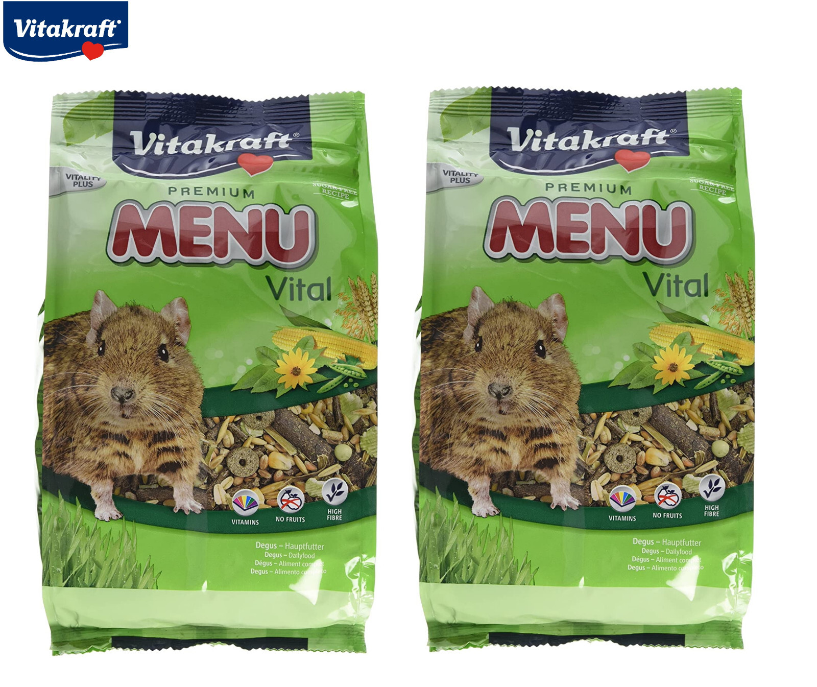 2 PACK VITAKRAFT MENU COMPLETE DEGU FOOD CEREALS & VEGETABLES HIGH FIBRE 600G