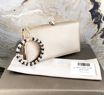 Bvlgari Bulgari Gold Satin Serpenti Bracelet Cuff Clutch | eBay
