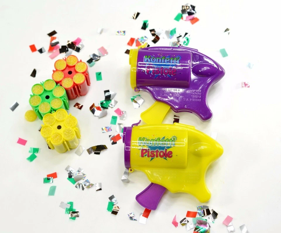 RASEHORN 8 Konfetti Pistole mit 30 Nachfüllmunition a 6 Schuß - Geburtstag Party