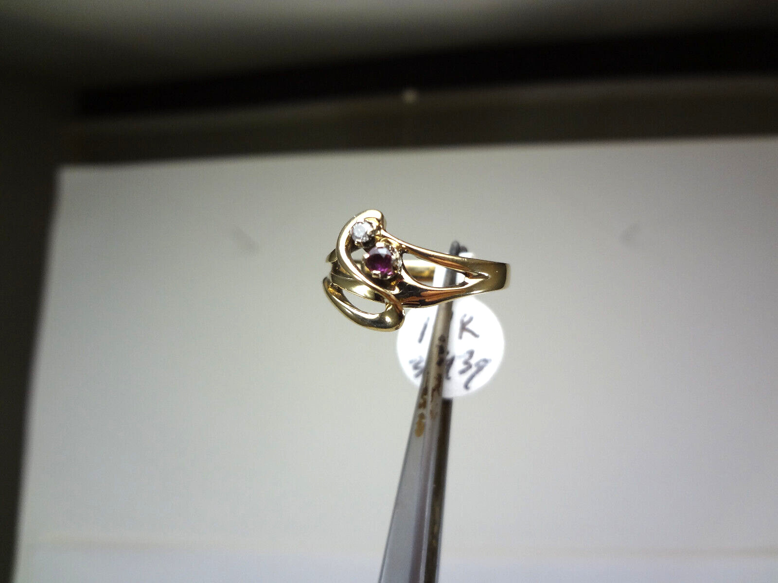 14K SOLID GOLD - NATURAL RUBY AND DIAMOND RING  -… - image 7