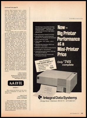 1977 Integral Data Systems Mini Printer Watertown Massachusetts Vintage Print Ad