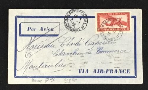 FRANCE COLONY -INDOCHINE -SAIGON - 1936 AIR FRANCE - F/VF  - Afbeelding 1 van 2