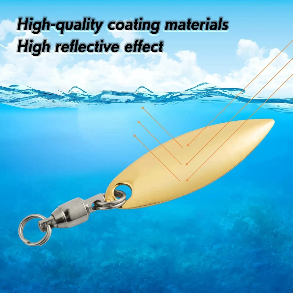 20pcs Spinner Blades with Ball Bearing Swivels Tail Spinner Lure Making Supplies - Image 2 of 4