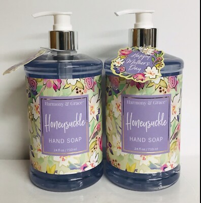 2 Bottles Harmony & Grace ~ Honeysuckle Hydrating Hand Soap 24 fl oz Each