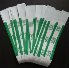 50 - Green $200 Cash Money Self-Sealing Straps Currency Bands 