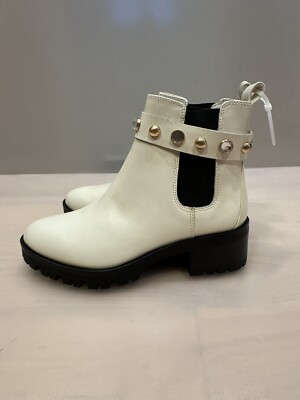 Karl Lagerfeld Paris Porshay Lug Sole Chelsea Ankle Boots Bone Women s Sz 8 NWOB
