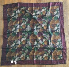 Vintage Acute 31  Square Silk Scarf Rolled Hem Fall Leaf Pattern 100 Silk