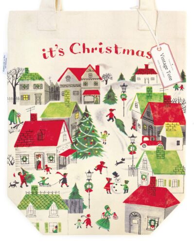 Cavallini Papers & Co. Christmas Village Tote Bag Multi - Picture 1 of 2