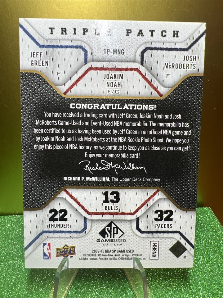 2009-10 UD SP JOAKIM NOAH/JEFF GREEN/JOSH ROBERTS-TRIPLE PATCH /60 - Image 2 of 2