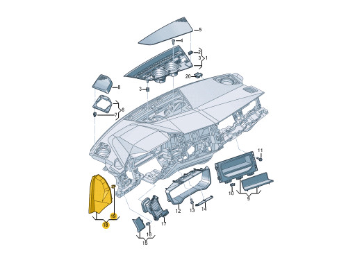 Cache de tableau de bord gauche Audi A1 Sportback GB 82A8570854Pk d'origine