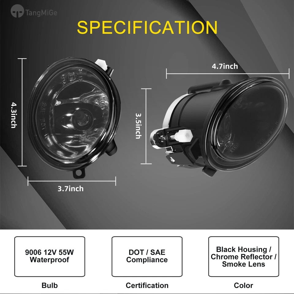 Fog Lights For 00-06 BMW 320i 323i 325i/xi 330i/xi  M3  M5 HB4/9006 51W Smoke — 第 2/4 张图片