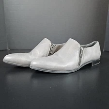 Franco Sarto Women's Gray Leather Kristof Size 8M Side Zipper Shoes Ankle Boots