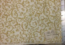 Oakhurst Golden Trellis Filigree Damask Print on Ivory Fabric By the Yard