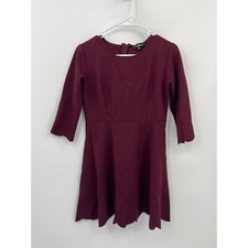 Lulu's Size M Burgundy Cumulonimbus Clouds Scallop Mini Skater Dress