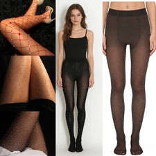 1Pc Women Sparkly Rhinestones Tights Seamless Thin Fishnet Stocking Clubwear