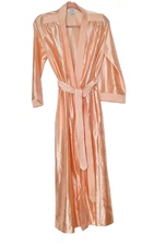 Vintage AT HOME WEAR SEARS  Peach Bath Robe Pockets Size S 8/10 Coquette