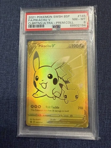 Pokemon Pikachu V SWSH145 Gold Promo PSA 8 Celebrations Ultra Premium Collection