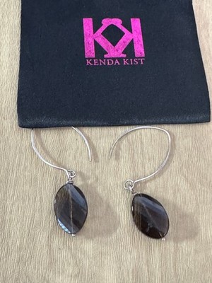 Kendra Kist Sterling Silver Dangle Earrings With Amethyst Stone & Bag