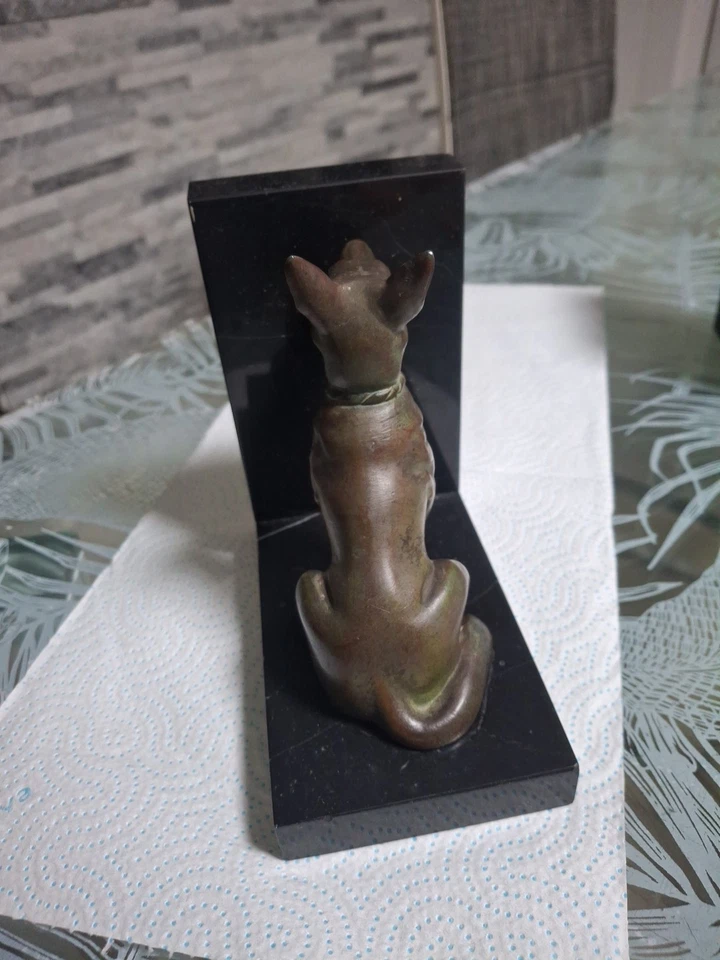 Ancien Serre Livres Art-deco Chien Berger Allemand ou Loup - Photo 4/4