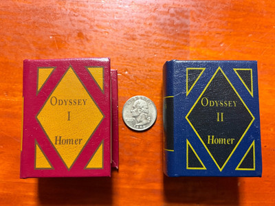 Del Prado The Odyssey by Homer in 2 Volumes Miniature Books 1,278 Pages Total