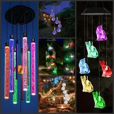 Solar Wind Chimes Lights LED Color Changing Hanging Lamp Garden Home Decor Gifts