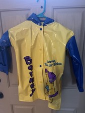 Vintage 1992 Barney Vinyl Hooded Rain Coat Size 6 Yellow The Lyon Group Rare