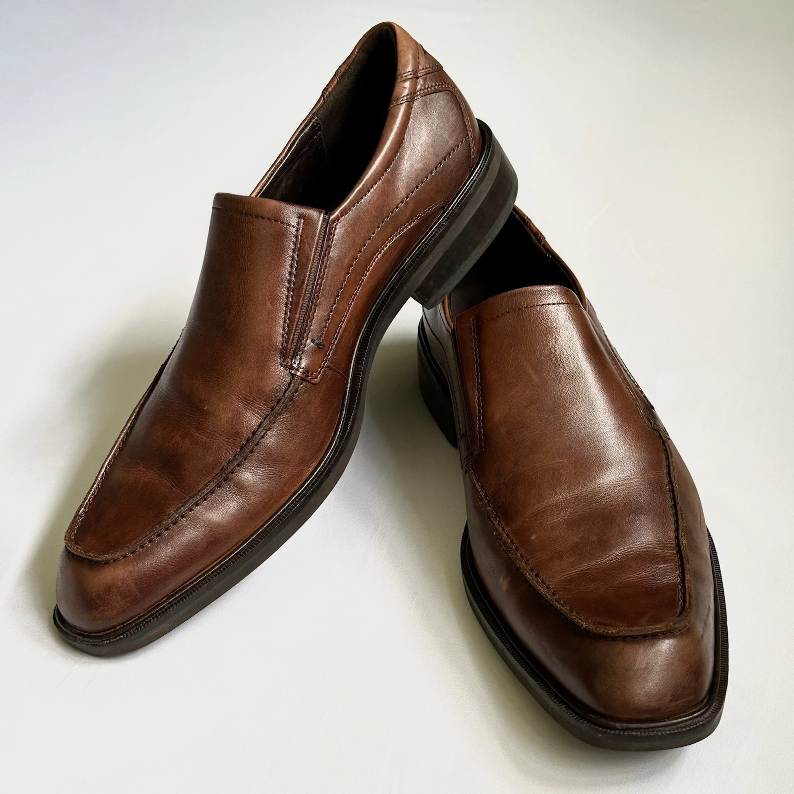 Mocassini ECCO in pelle marrone scarpe eleganti casual da uomo taglia US 12
