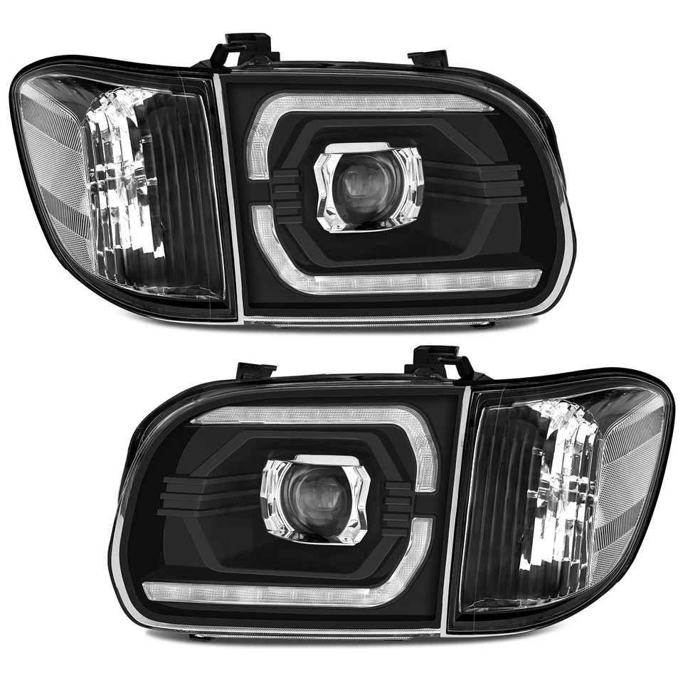 LED DRL Sequential Headlights For 2005 2006 Toyota Tundra 2005-2007 Sequoia L+R Foto 2 de 4