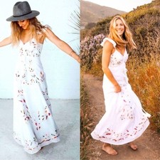 Farm Rio Anthropologie Quintana Floral Patchwork Maxi Dress White Size 2