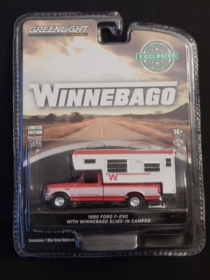 1995 Ford F250 Red & White W/Winnebago Slide In Greenlight 1/64 MINM Package