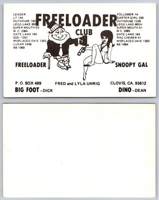 Freeloader Club Cartoon Clovis CA Postcard