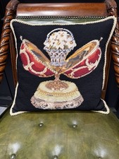 The Forbes Collection Faberg Egg Needlepoint Decorative Pillows Black Velvet