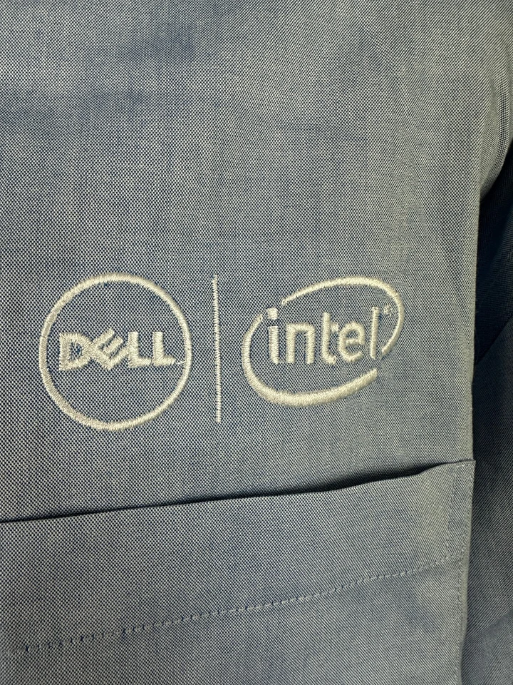Camisa De Colección Dell Intel Hombres L Azul Cambray Abotonada Manga Larga Computer Tech Foto 3 de 4