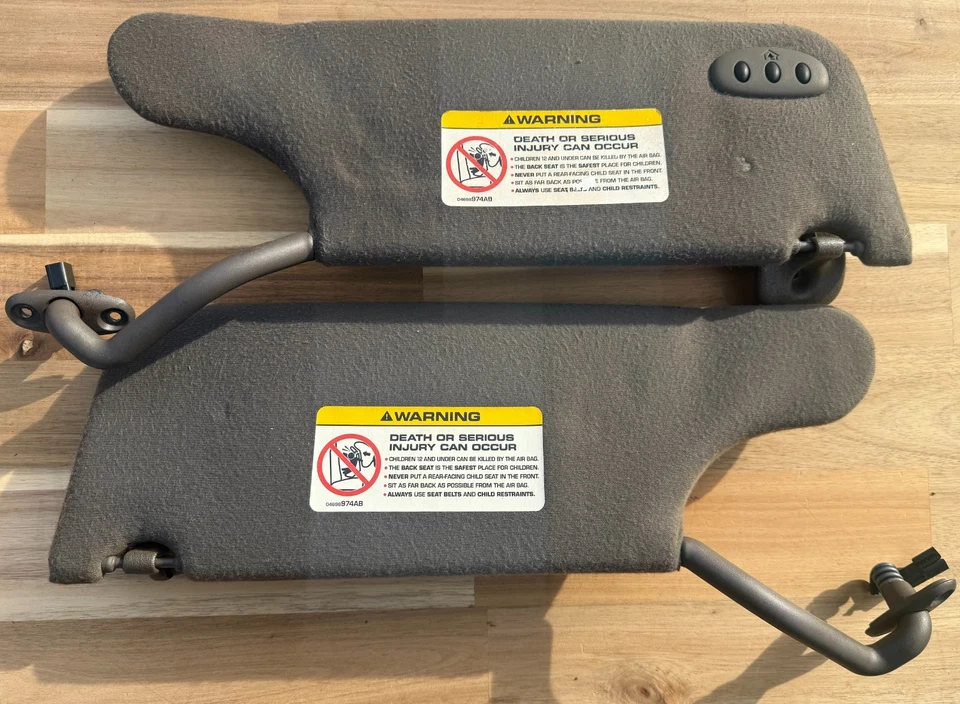 1996-06 Chrysler Sebring Driver Passenger Convertible Taupe Cloth Sun Visors OEM - Изображение 3 из 3