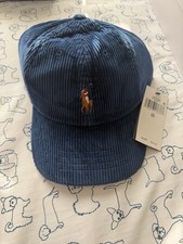Polo Ralph Lauren Boys Blue Corduroy Baseball Cap S Embroidered Logo Adjustable