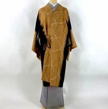 Japanese kimono Long Coat,SILK "DOUCYU-GI" Vines,Brown gradation,L42.5",..4684