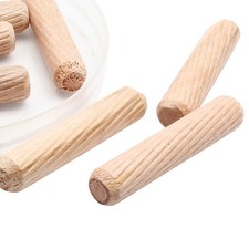 120 PCS Hardwood Wood Dowel Pins 3/8x2 Inch Fluted Rods Crafts Pegs Straight