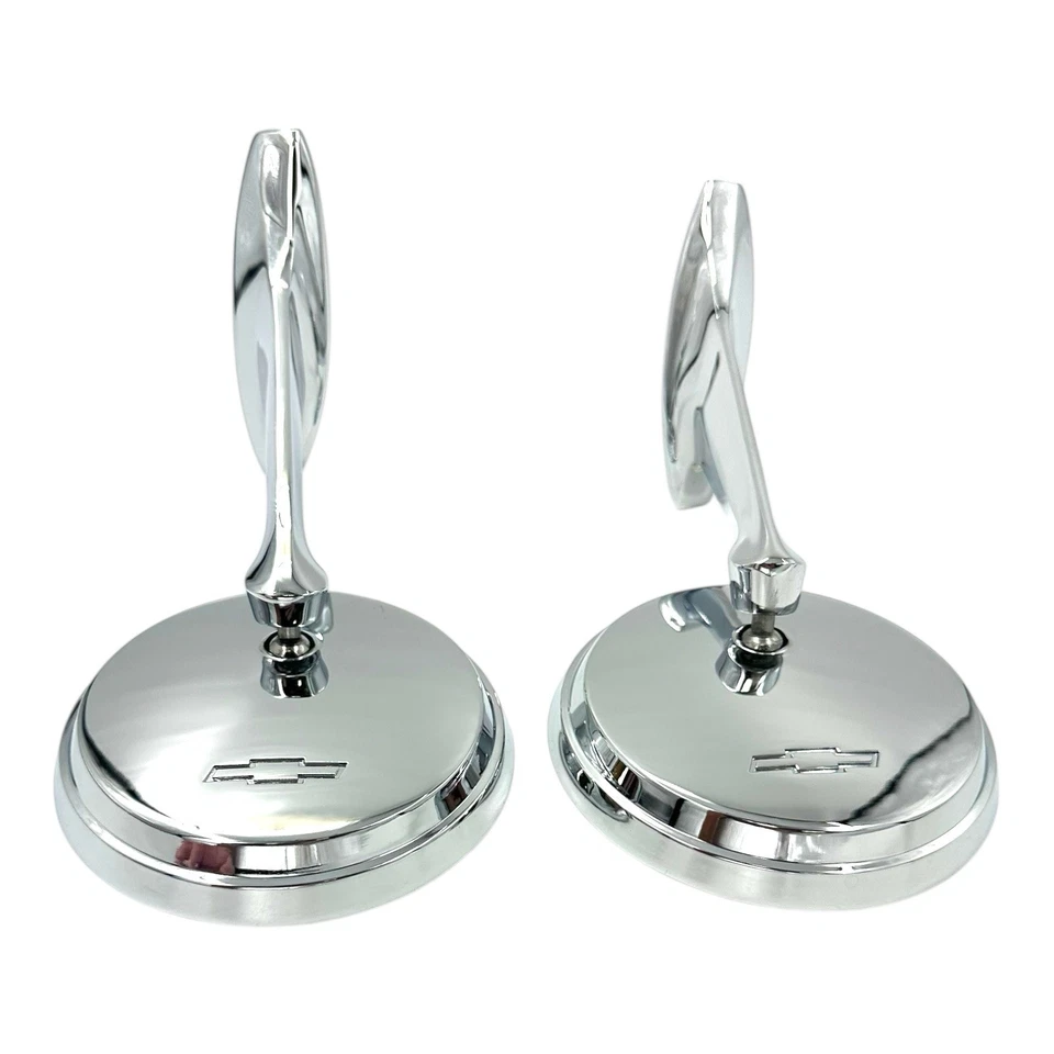 LH/RH Chrome Exterior Door Mirrors w/ Bowtie For 1965-66 Chevy Impala - Image 4 of 4