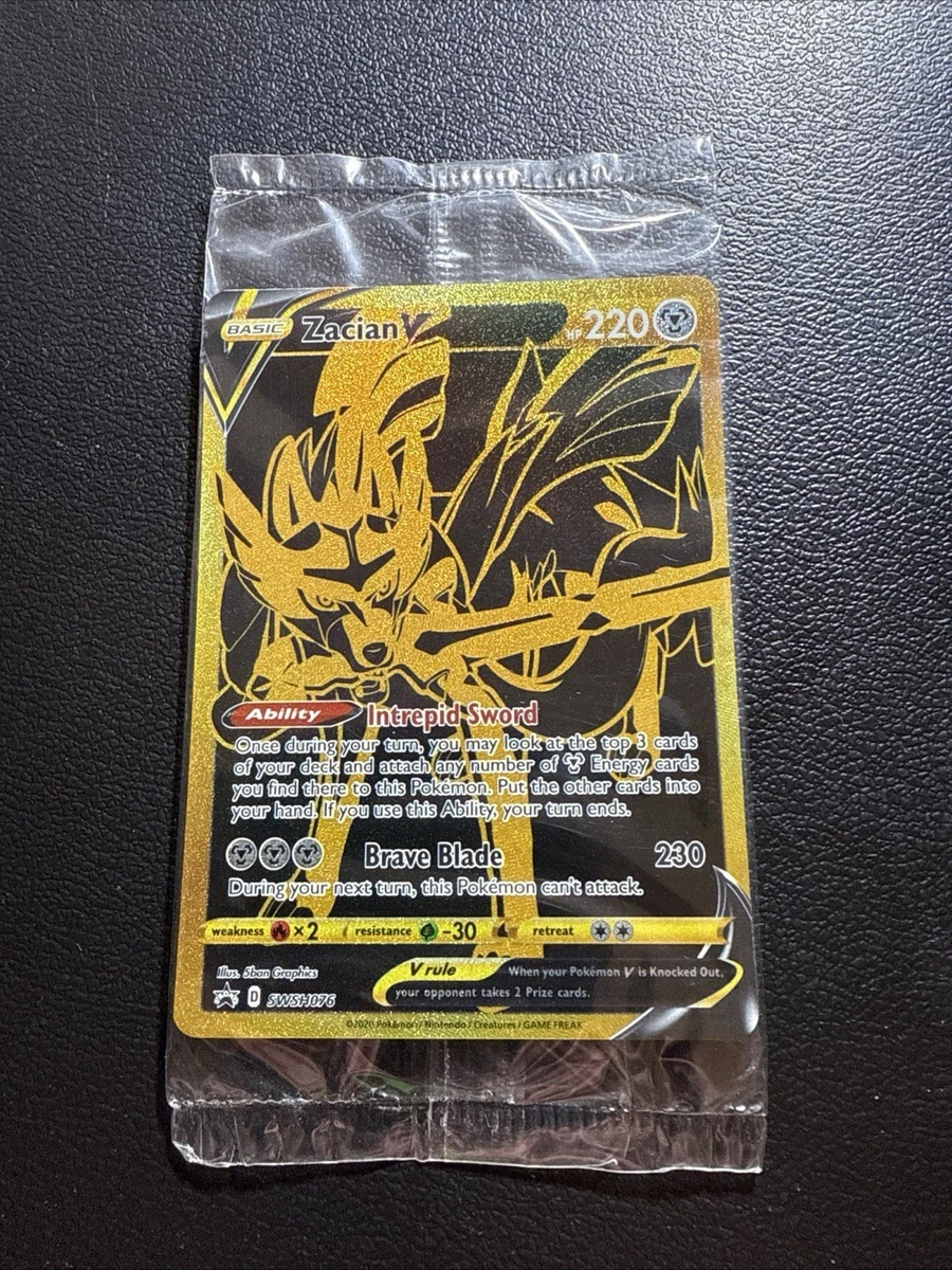 2020 Pokemon TCG Zacian V GOLD SWSH076 Black Star PROMO Card