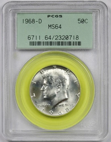 1968-D 50C PCGS/OGH MS 64 Kennedy Half Dollar